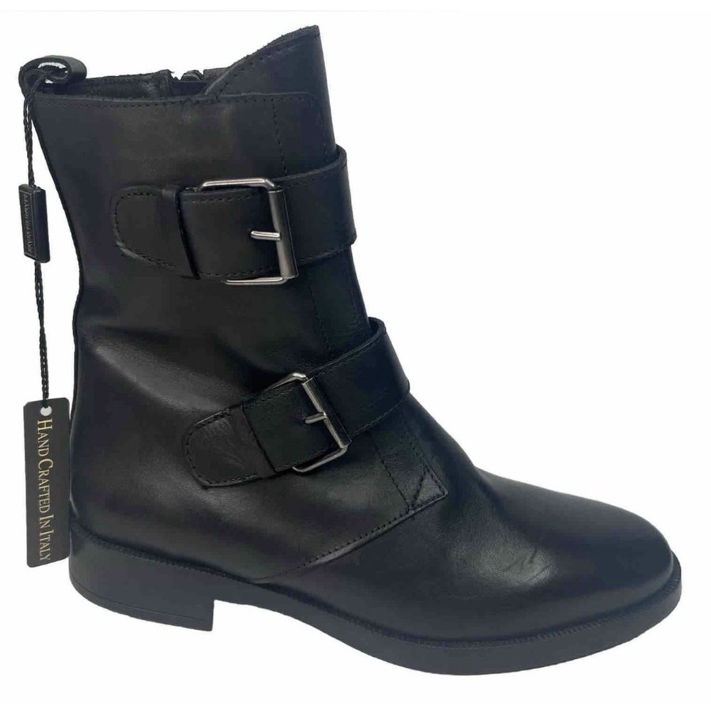 EMANUELE CRASTO Women 39 US 8-8.5 ITALY Finest Italian Black LEATHER Moto Boots